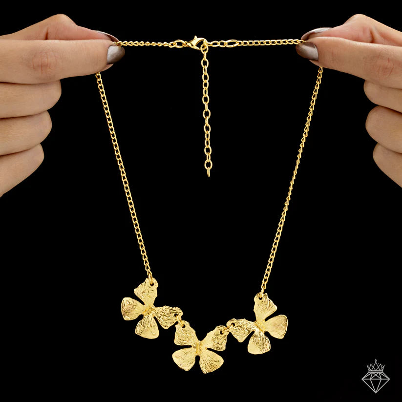 Gold Plated, Anti-Tarnish Butterfly Necklace With Earrings✨