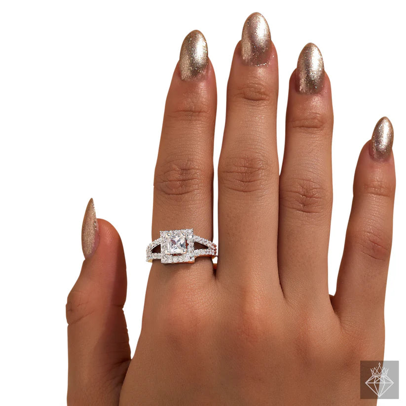 Gold Plated , Anti-Tarnish Princess Cut Solitaire Ring (Adjustable Size)✨