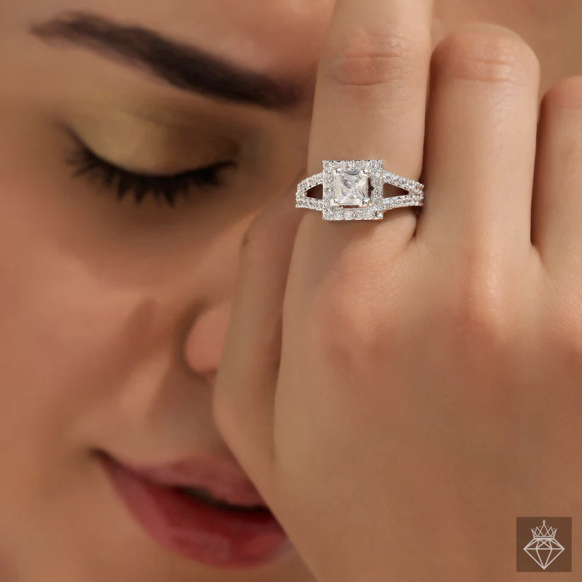 Gold Plated , Anti-Tarnish Princess Cut Solitaire Ring (Adjustable Size)✨