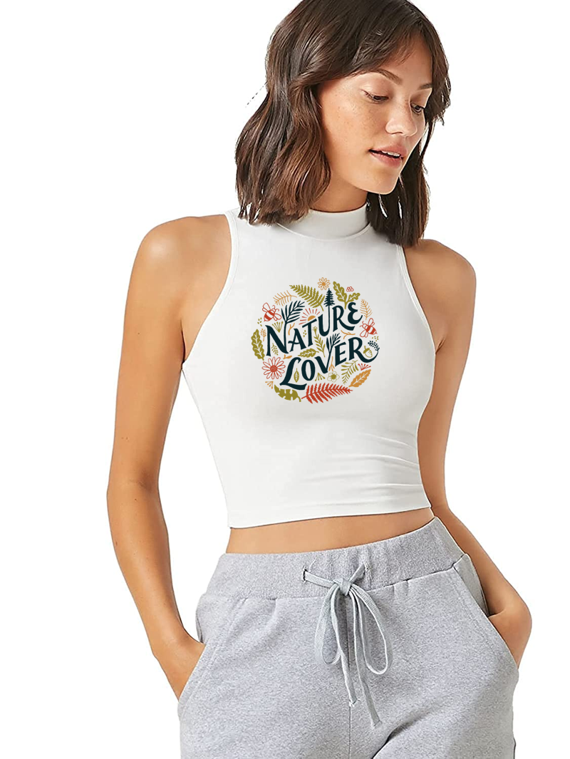 Printed White Rib crop top for women