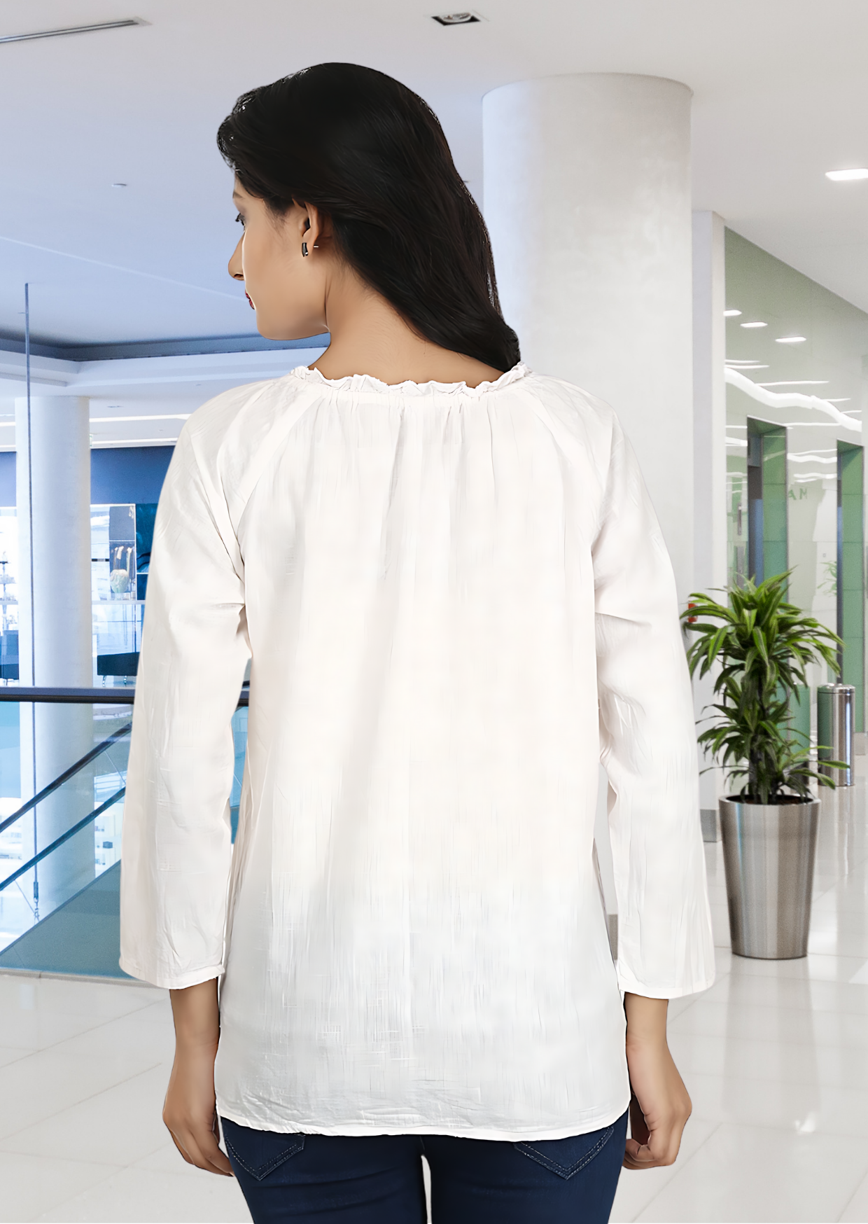 White Cotton Embroidered Top