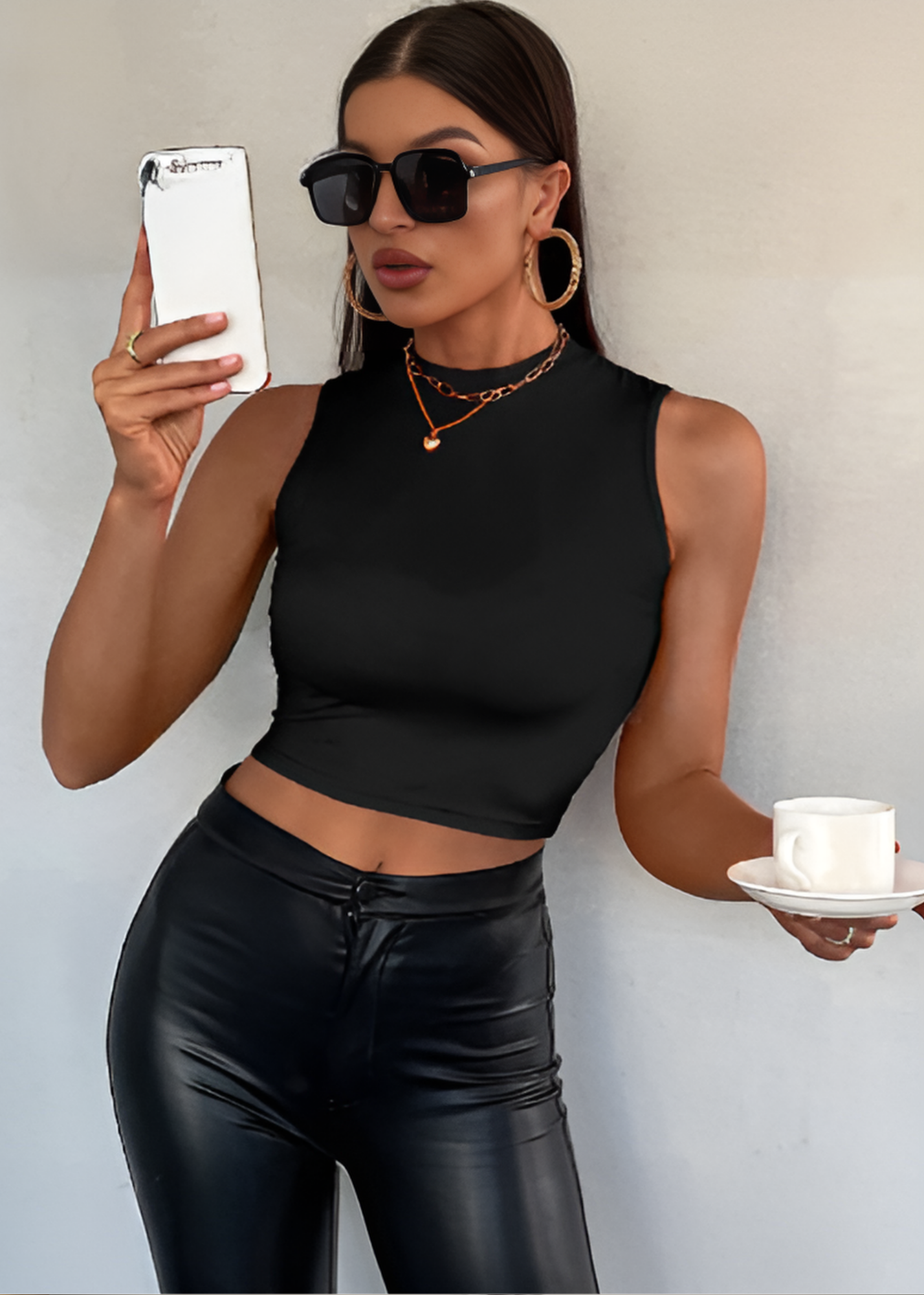 Round Neck Ribbed Sleeveless Crop Top