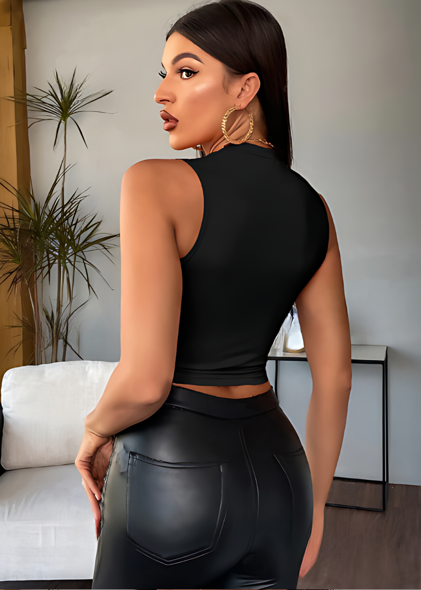 Round Neck Ribbed Sleeveless Crop Top