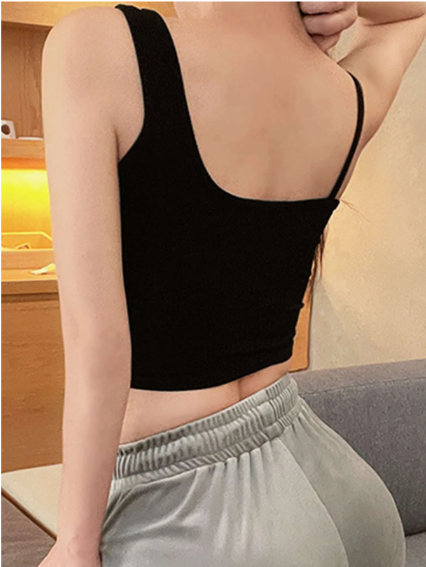 Black One Shoulder Rib crop top for women
