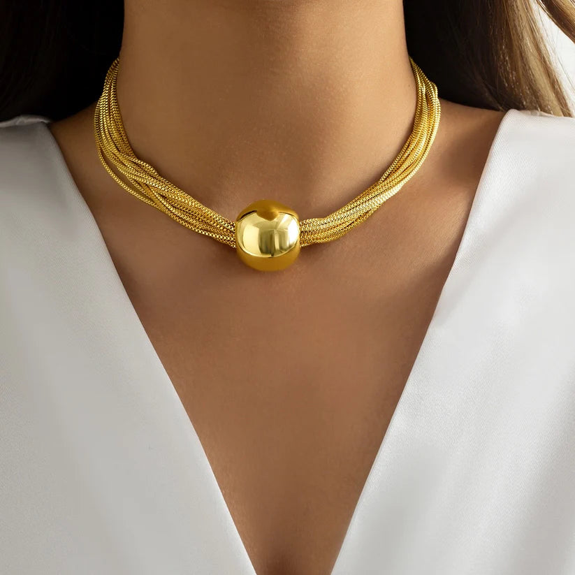 Anti-Tarnish Gold Plated Multilayer Necklace Set With Earrings✨