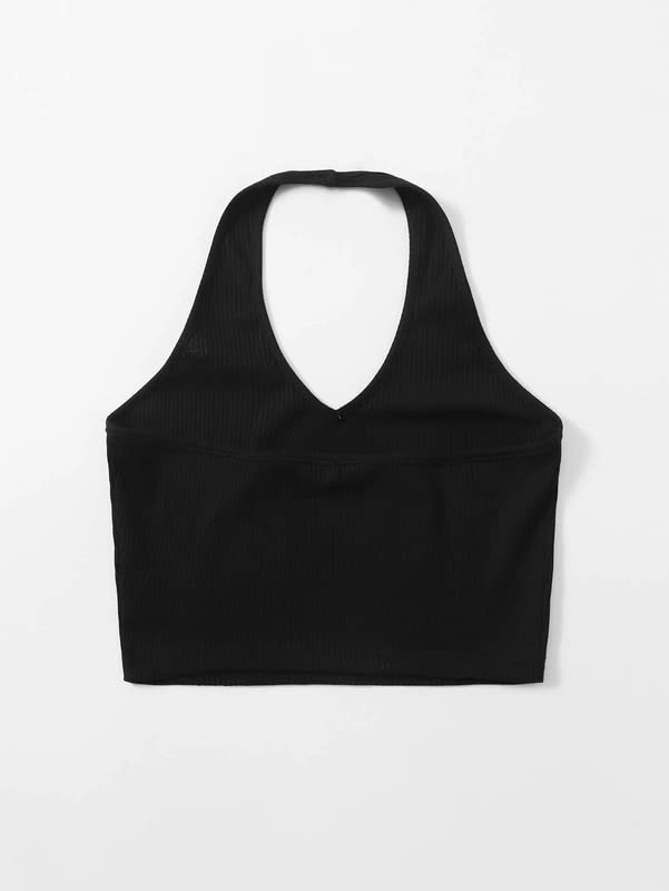Printed Black Rib crop top for women