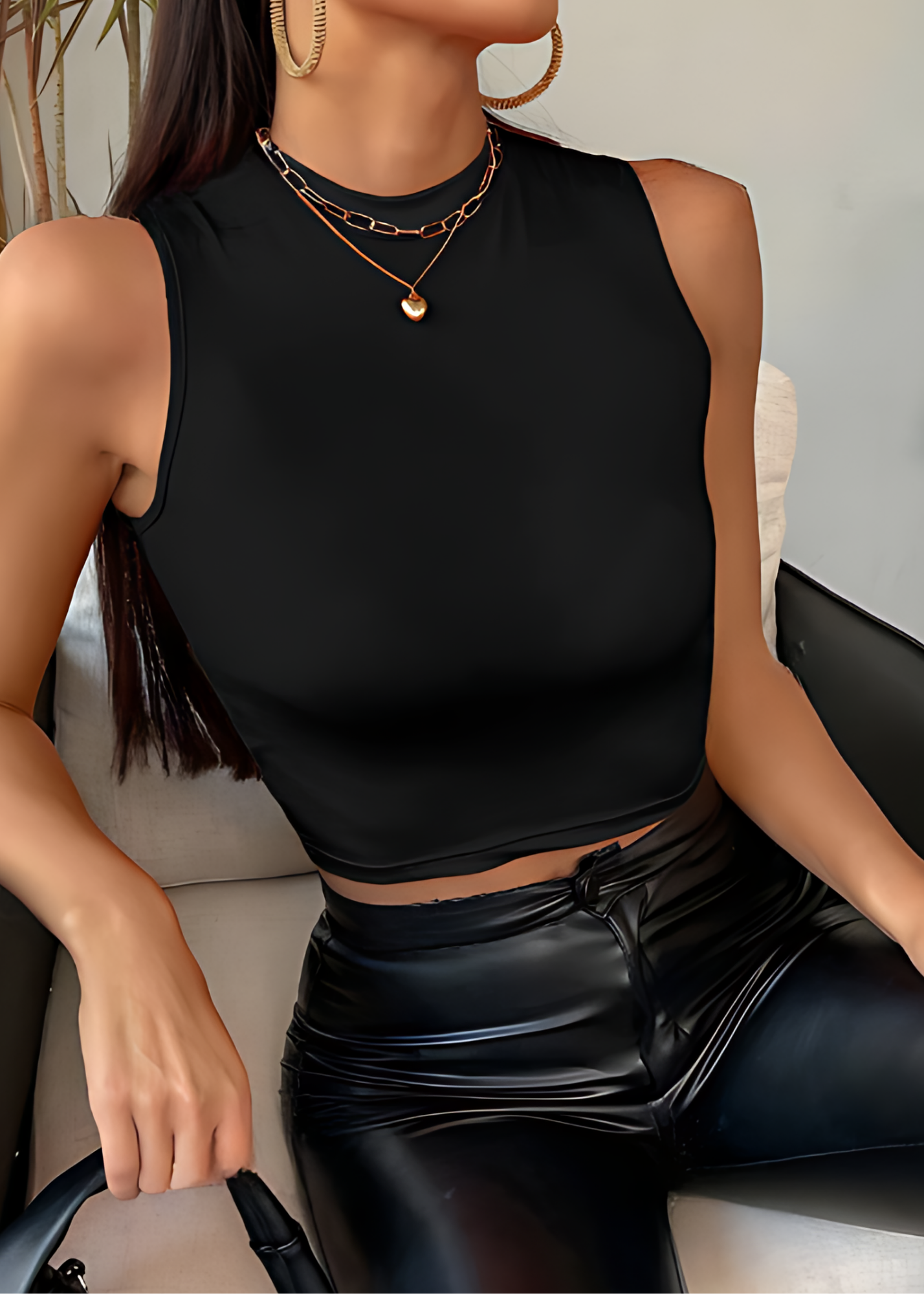 Round Neck Ribbed Sleeveless Crop Top