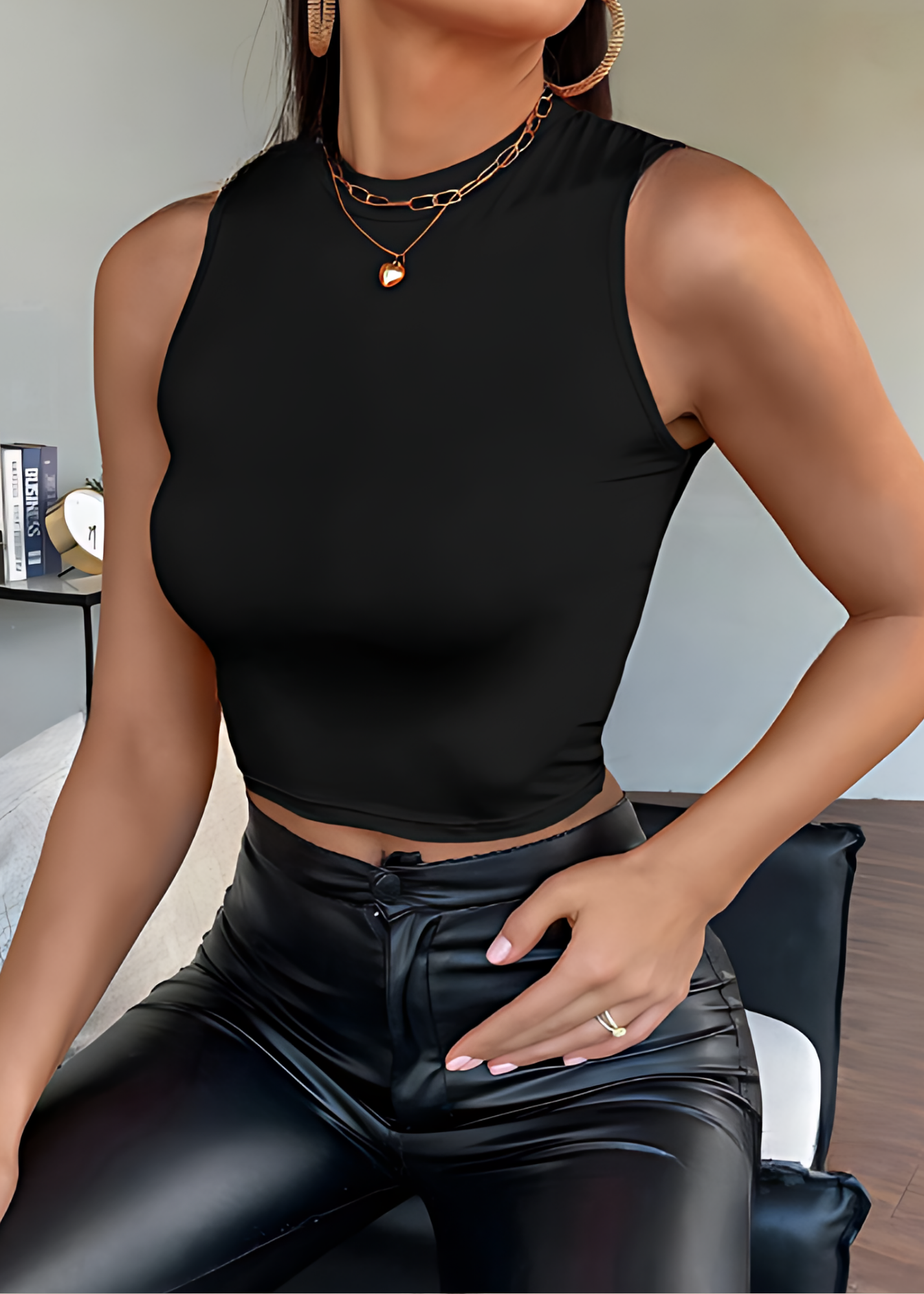 Round Neck Ribbed Sleeveless Crop Top