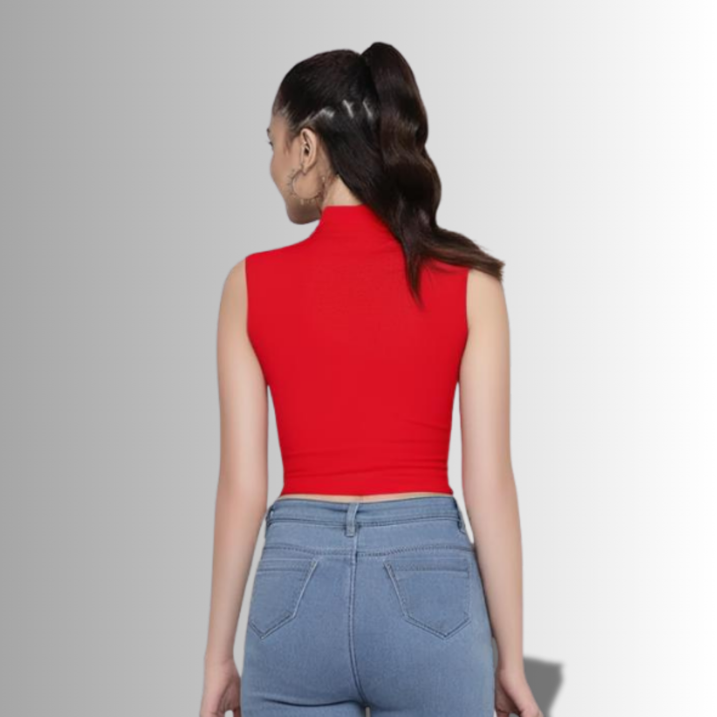 Solid Red Crop Top for Women