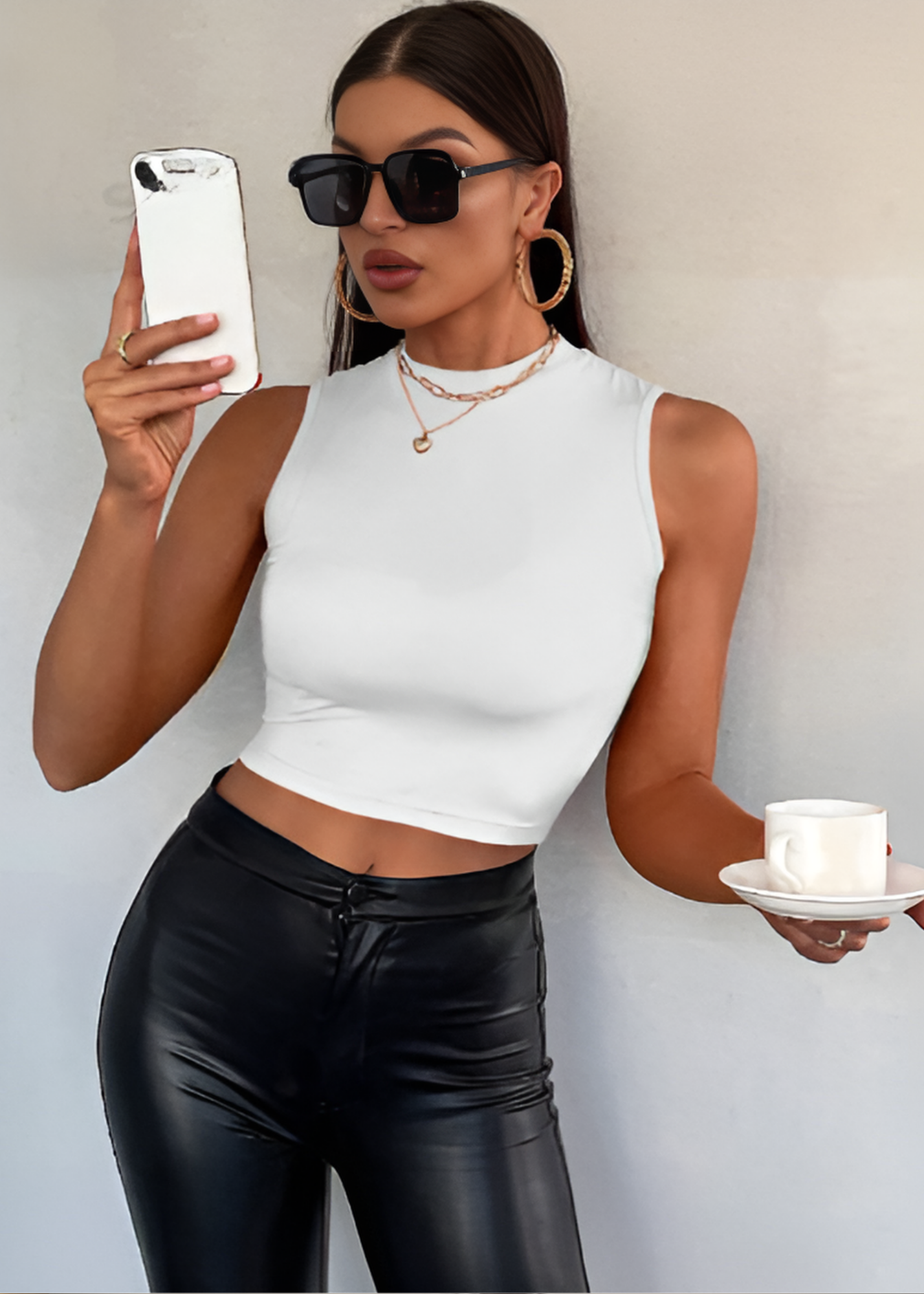 Round Neck Ribbed Sleeveless Crop Top