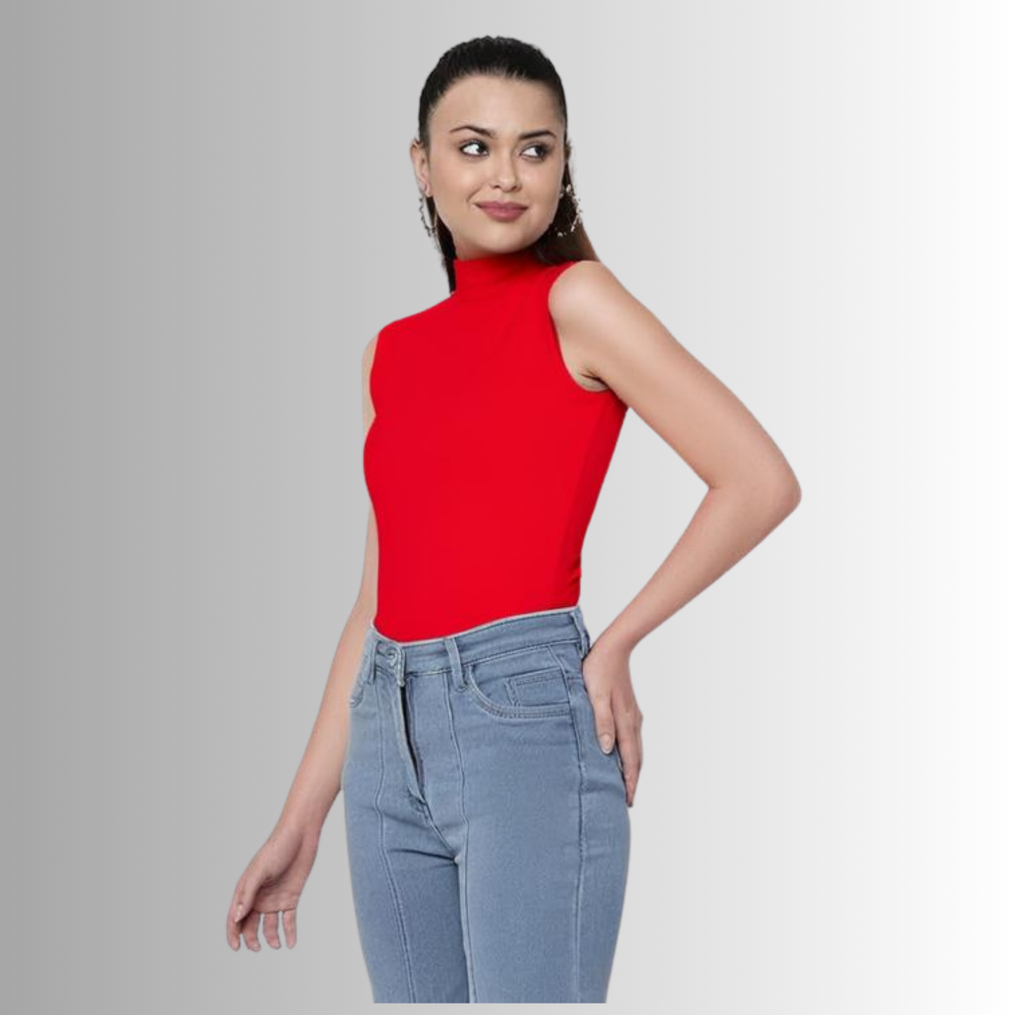 Solid Red Crop Top for Women