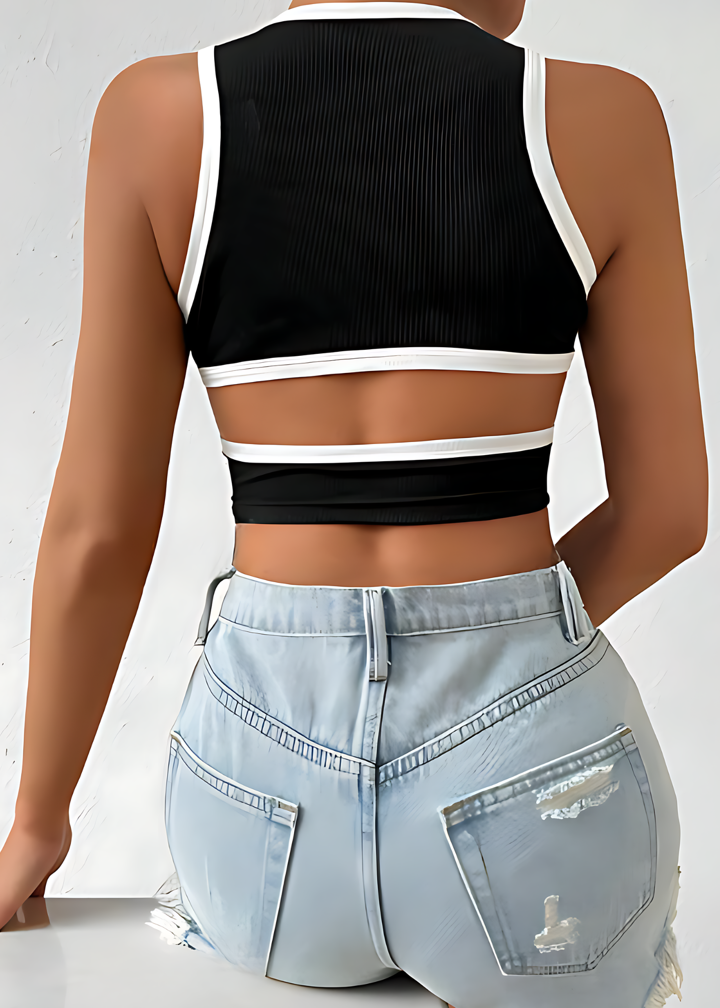 Black Rib crop top for women