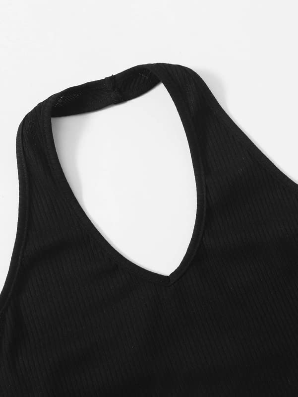 Printed Black Rib crop top for women