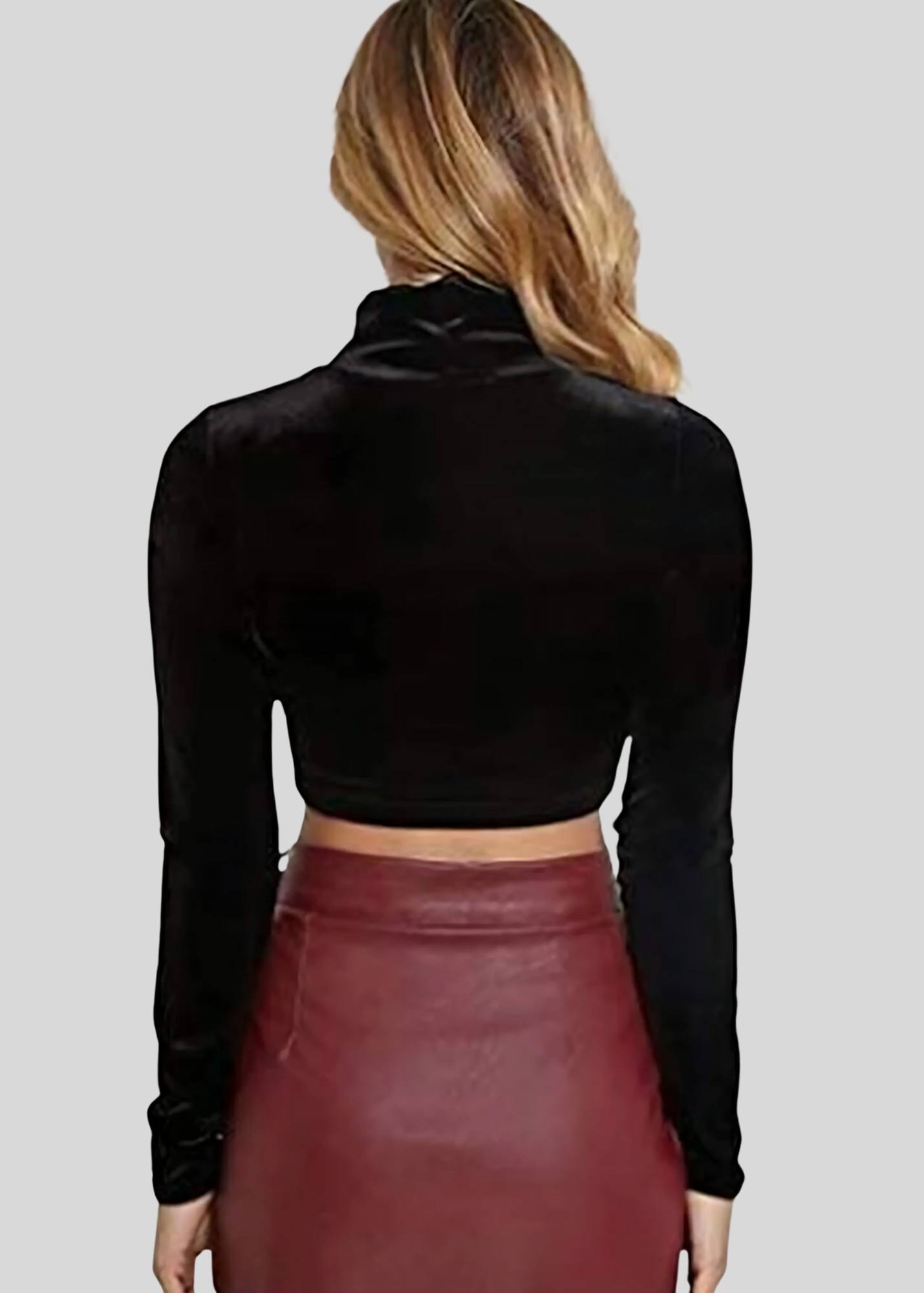 High Neck Velvet Crop Top for Women