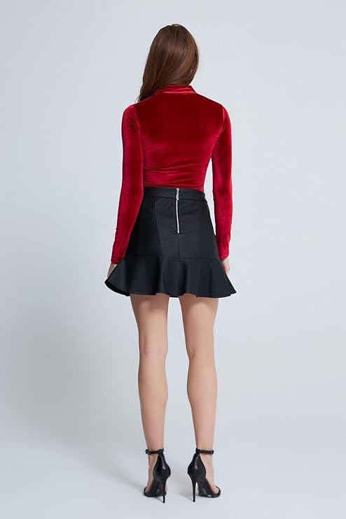 High Neck Velvet Crop Top for Women