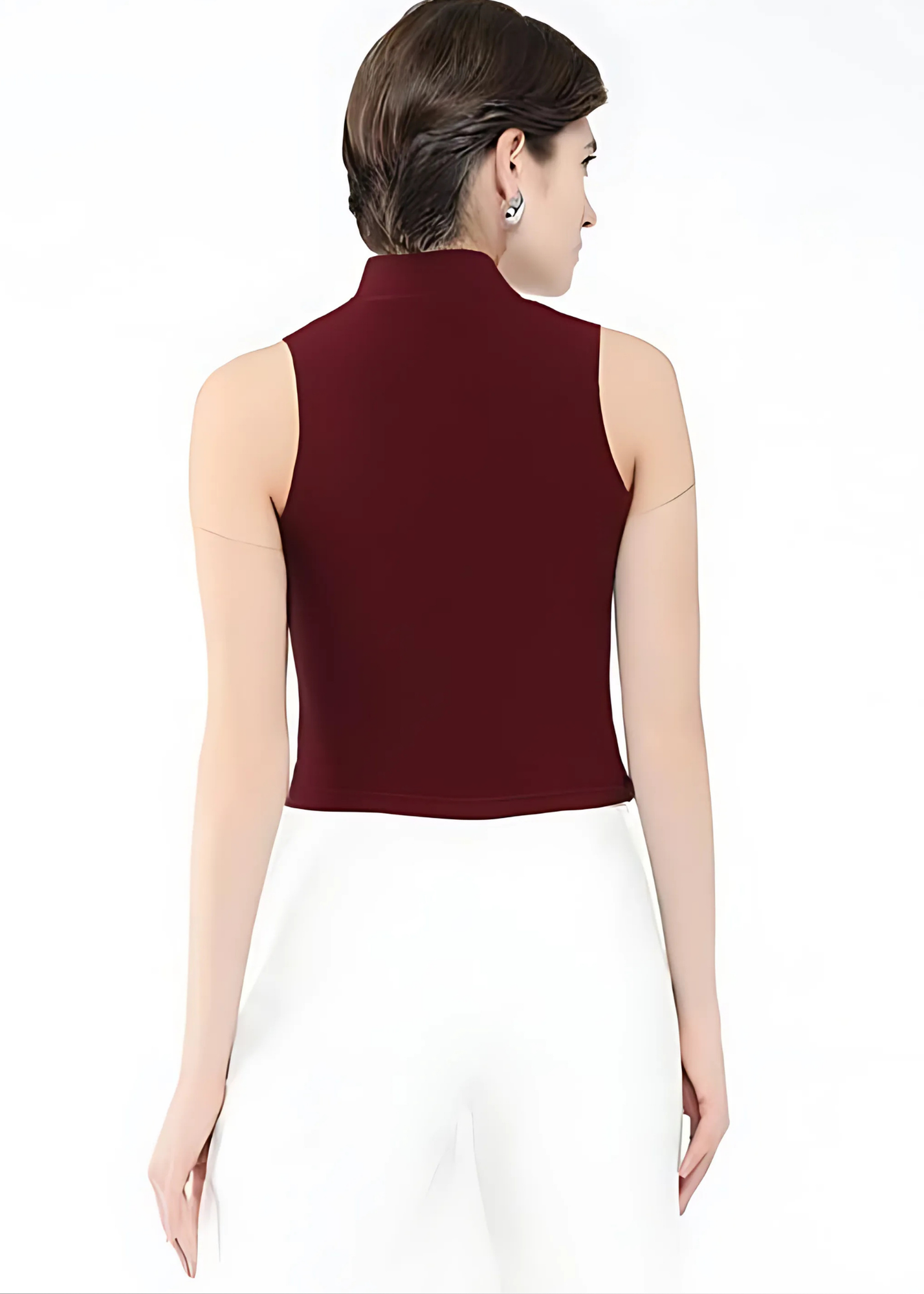 Maroon Ribbed Crop Top for Women | Stretchable | Sizes XS to M