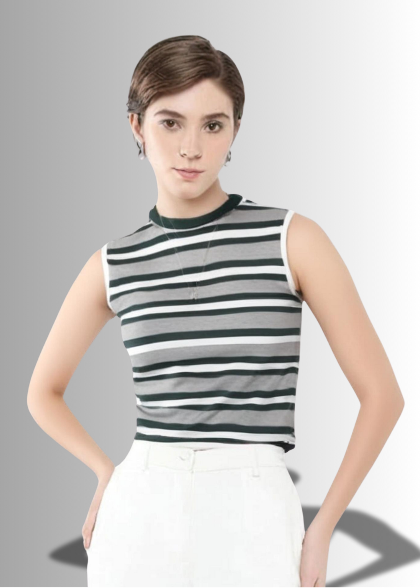 Striped Cotton Crop Top for Women | Stretchable | Sizes S to L