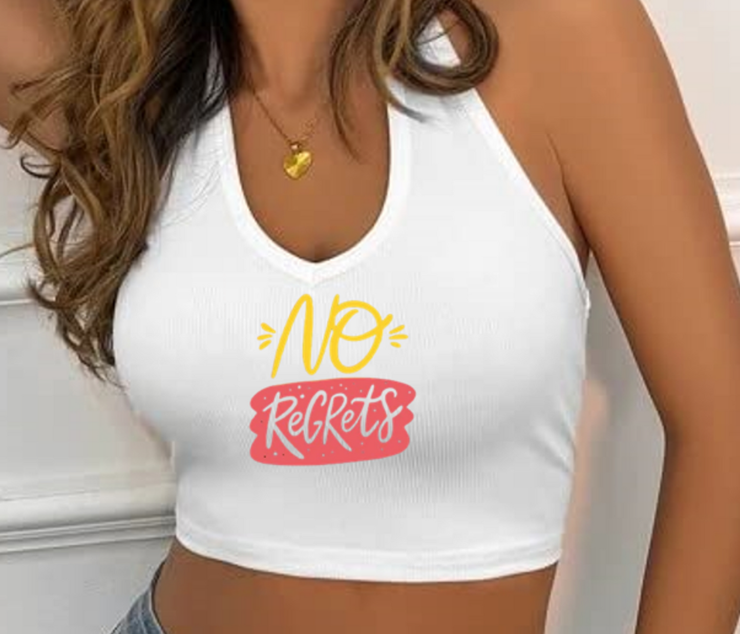 Printed White Rib crop top for women