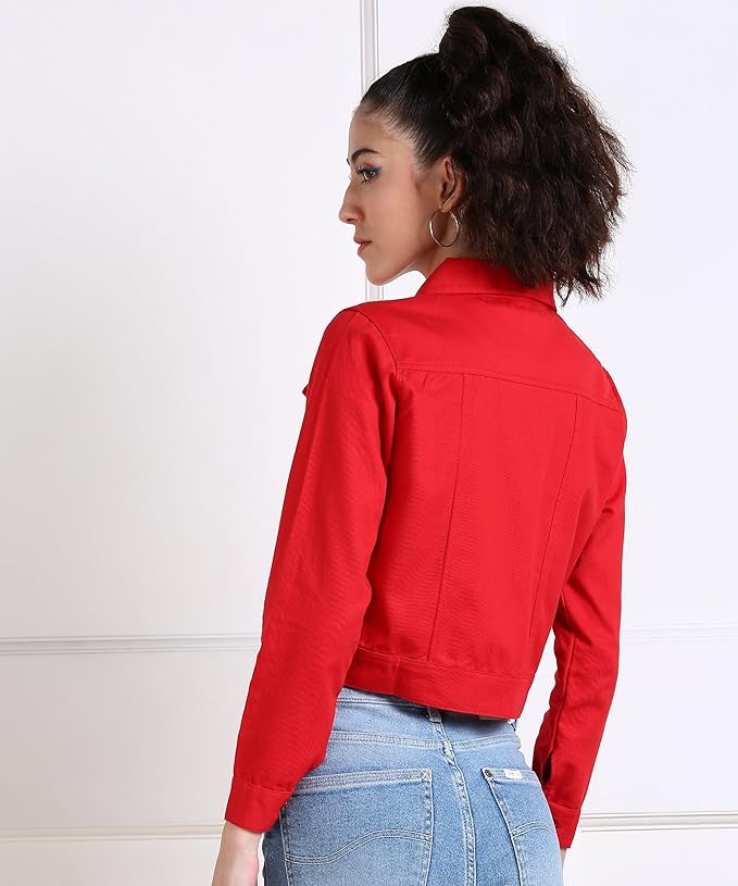 Red Denim Jacket for Women
