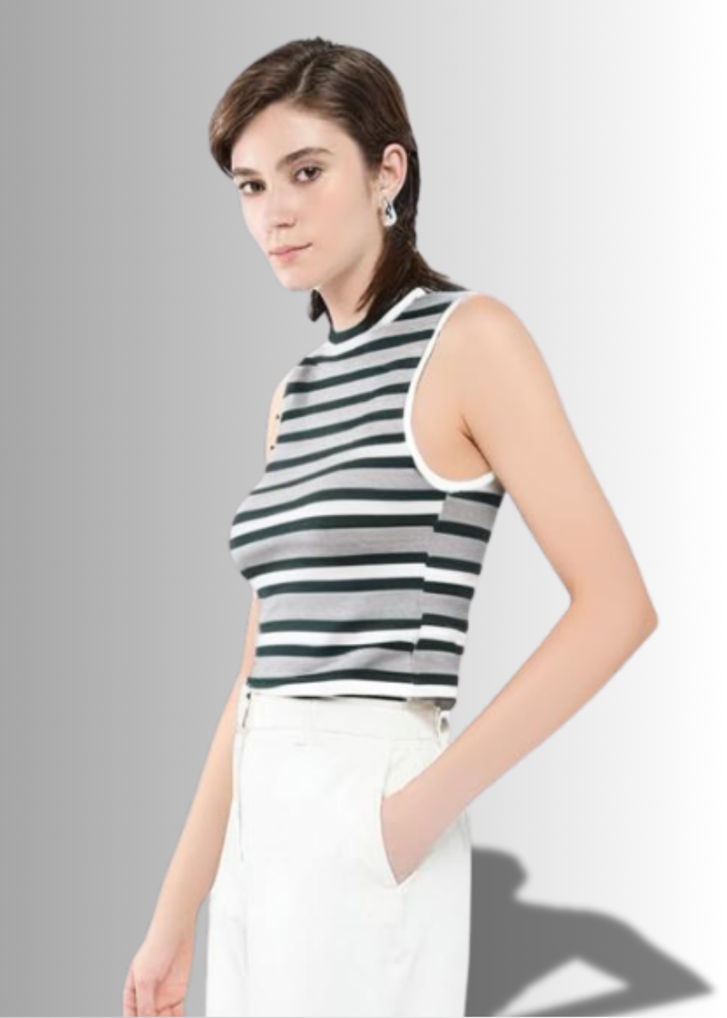 Striped Cotton Crop Top for Women | Stretchable | Sizes S to L