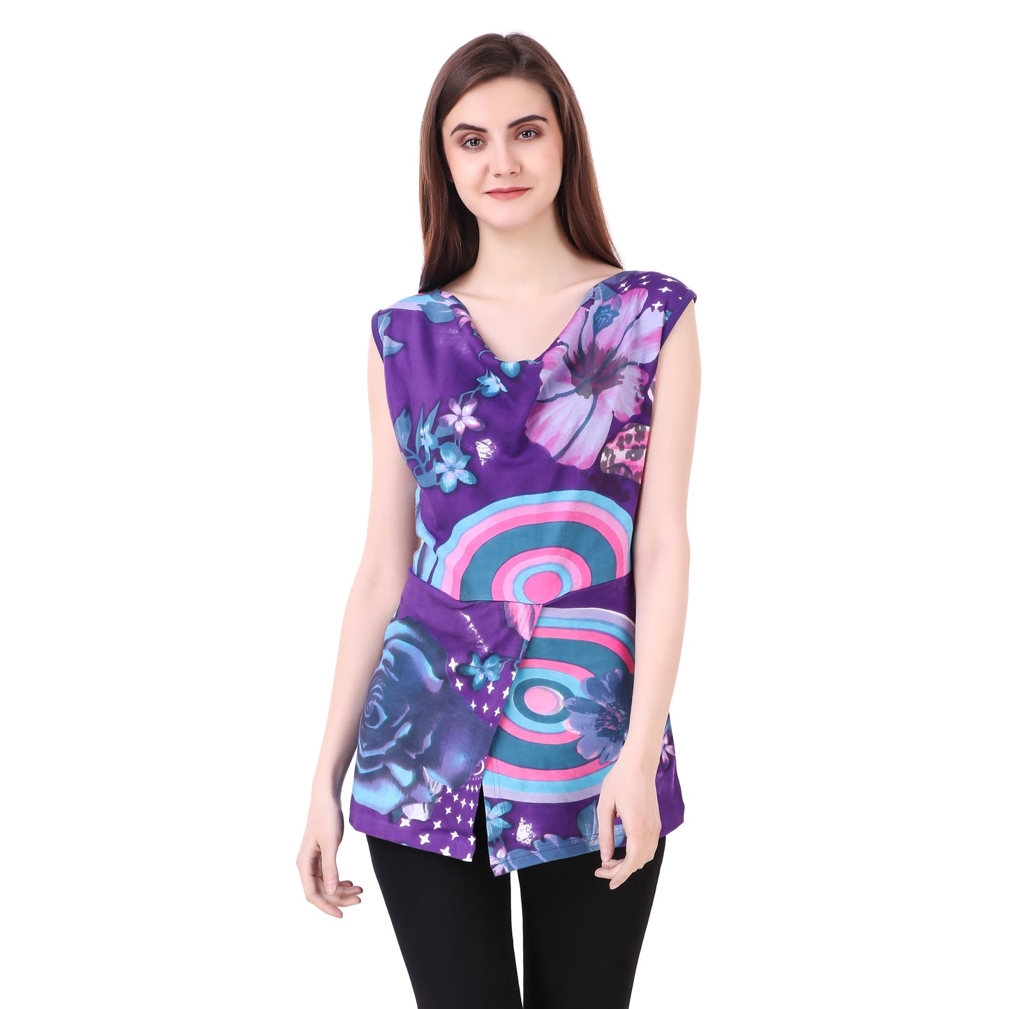 Purple Cowl Neck Top for women