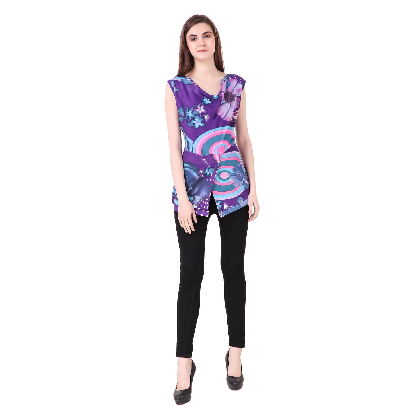 Purple Cowl Neck Top for women