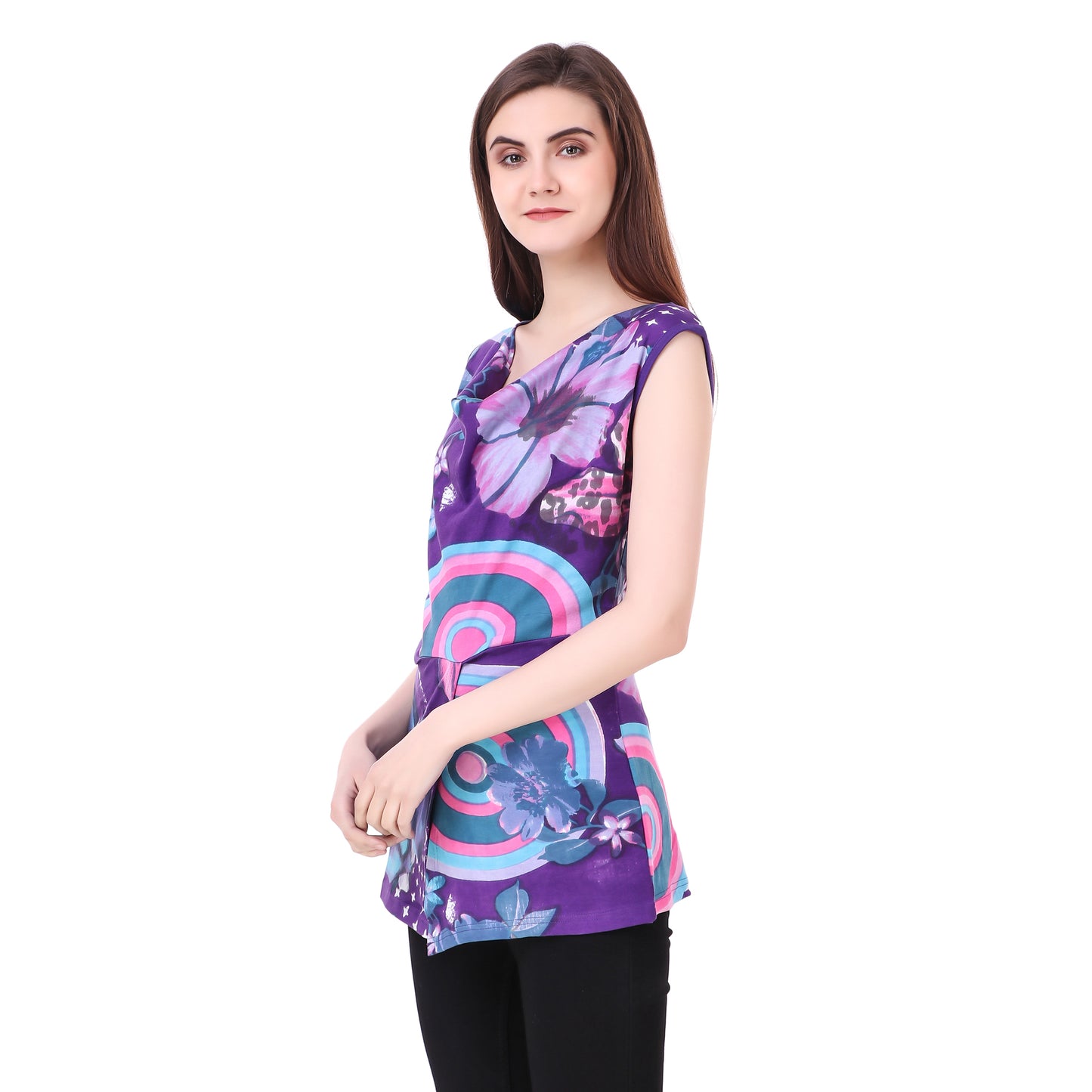 Purple Cowl Neck Top for women