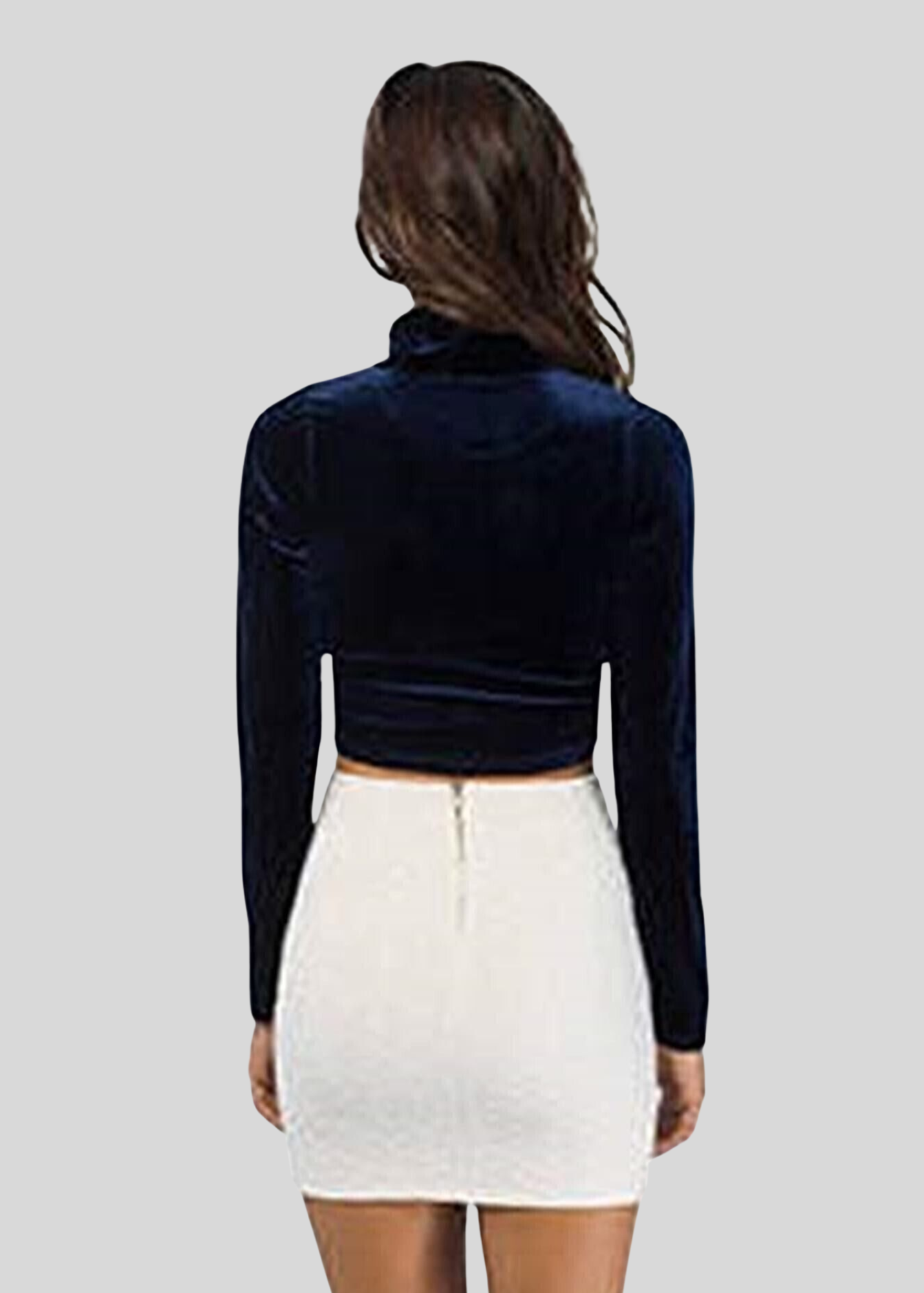 High Neck Velvet Crop Top for Women