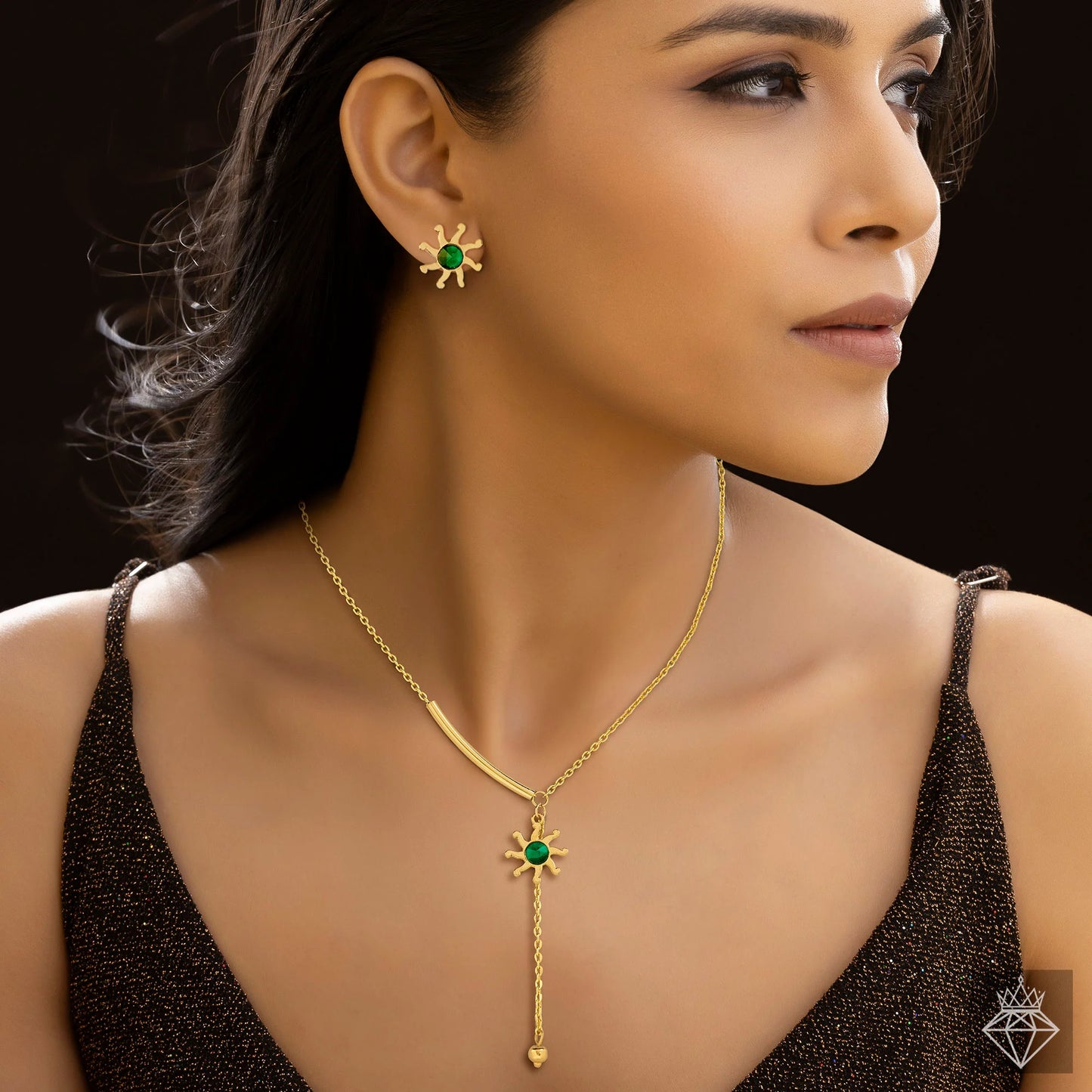 Gold Plated, Anti-Tarnish Sun Necklace With Earrings✨