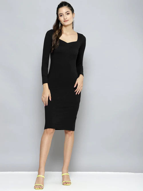 Solid Sweetheart neck Dress for Women