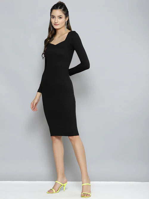 Solid Sweetheart neck Dress for Women
