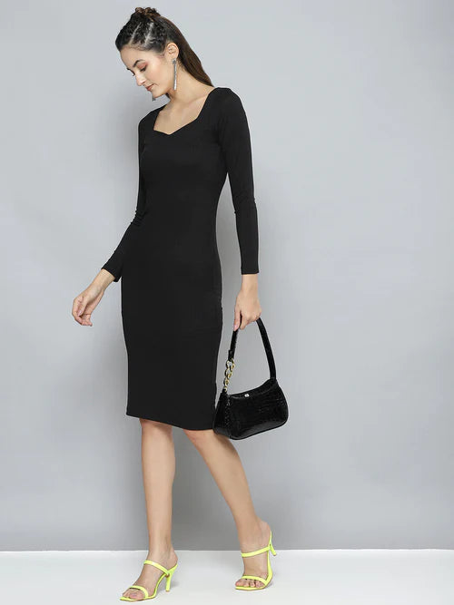 Solid Sweetheart neck Dress for Women