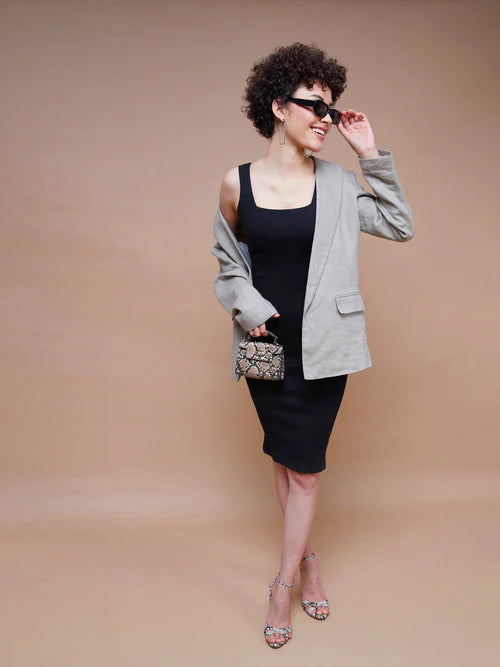 Solid Square neck Dress for Women
