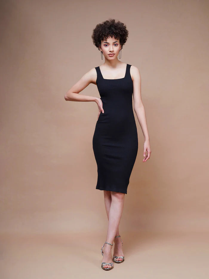 Solid Square neck Dress for Women