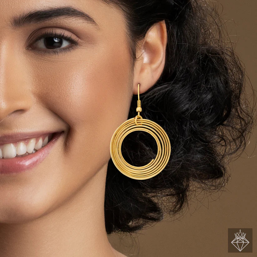 Gold Plated Anti-Tarnish Circles Necklace Set With Earrings✨