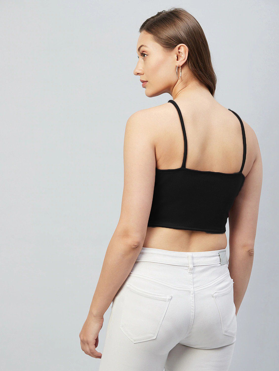 Black Halter Neck Lycra Crop Top