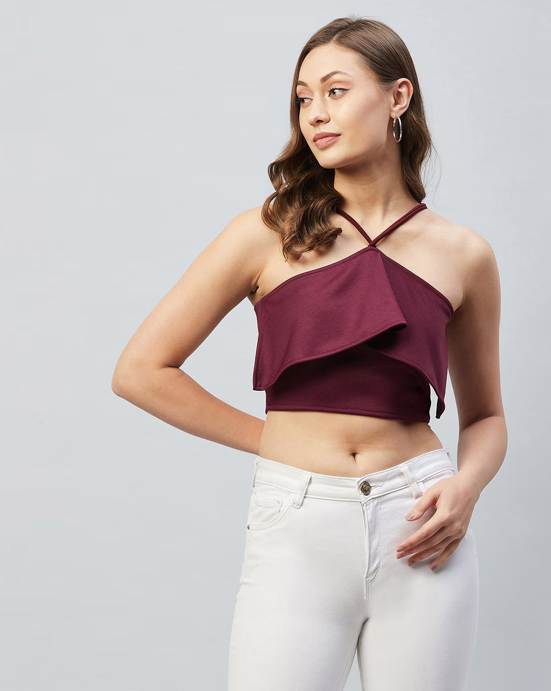 Black Halter Neck Lycra Crop Top