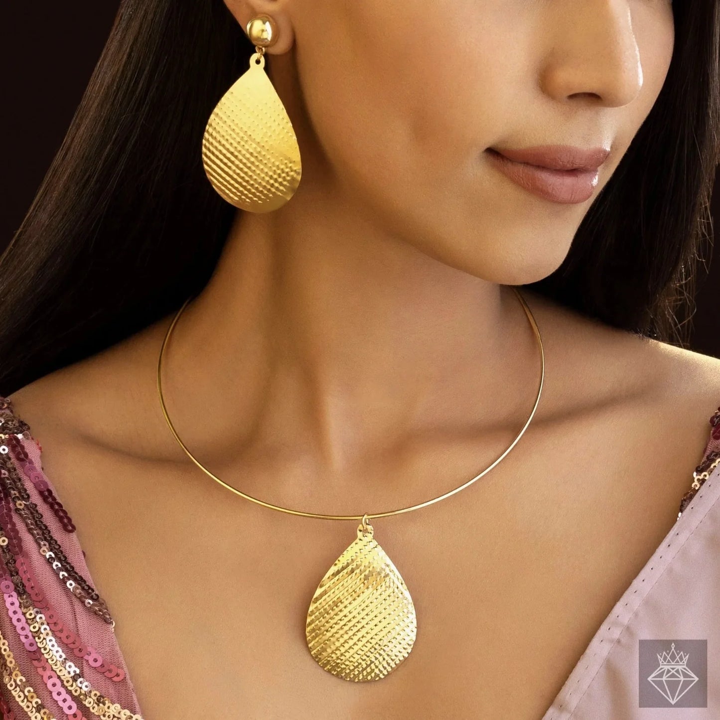 Gold Plated, Anti-Tarnish Necklace Set With Earrings✨
