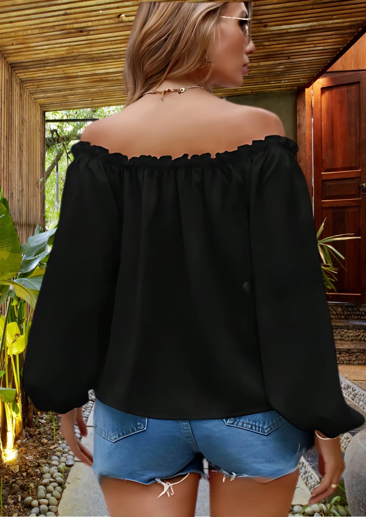 Black Off-Shoulder 100% Cotton Top for Women | High-Quality | Sizes XS to 3XL