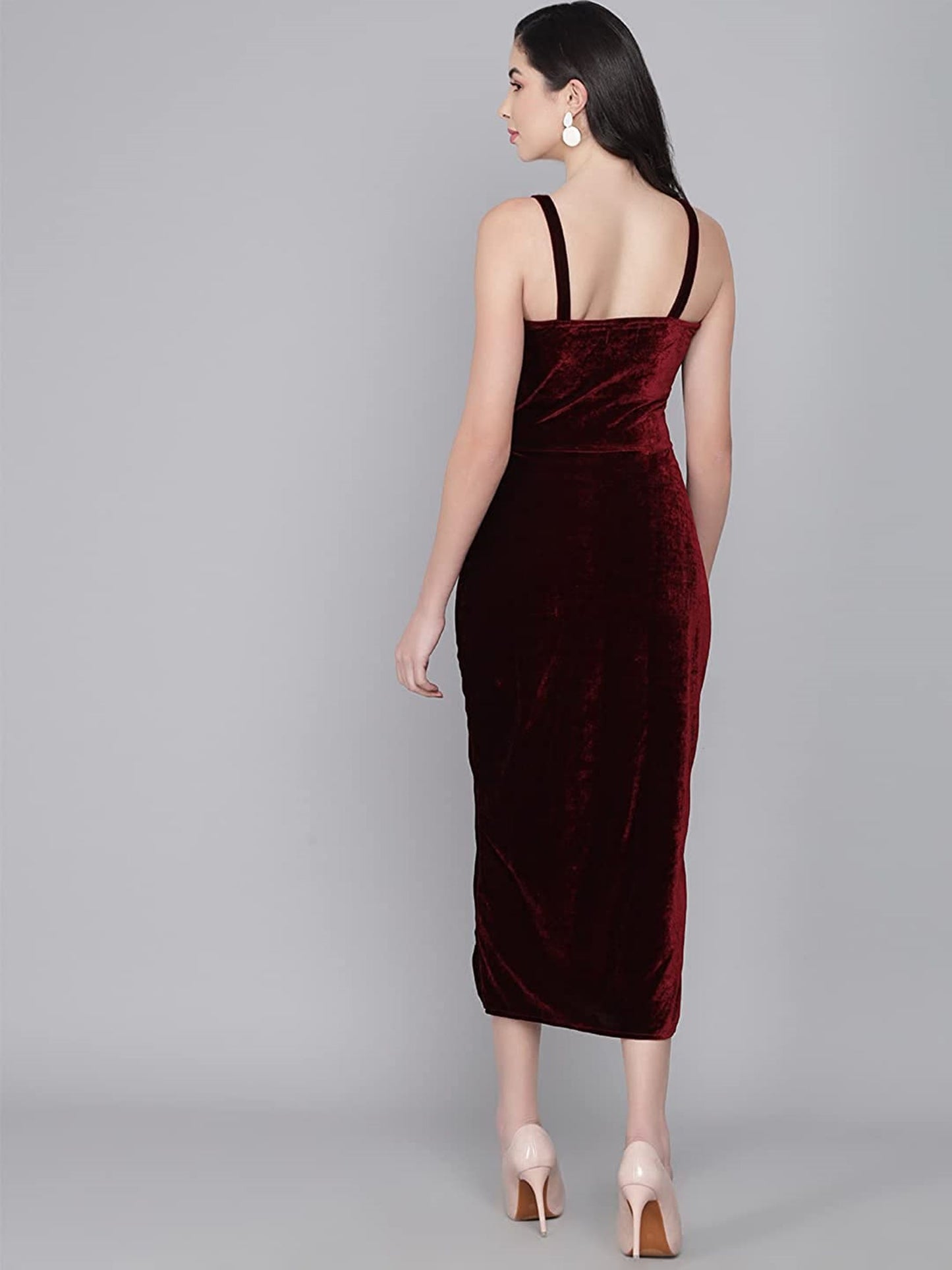 Maroon Velvet Dress for Women