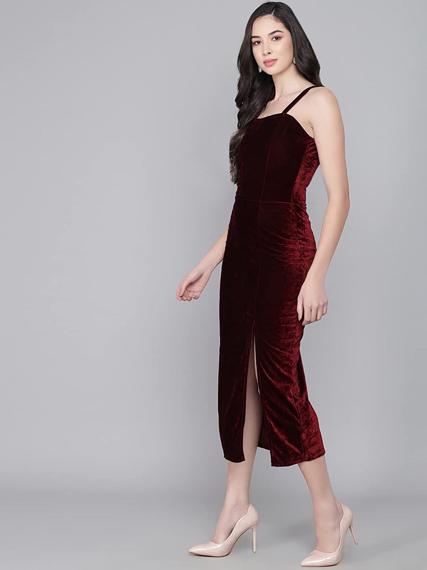 Maroon Velvet Dress for Women