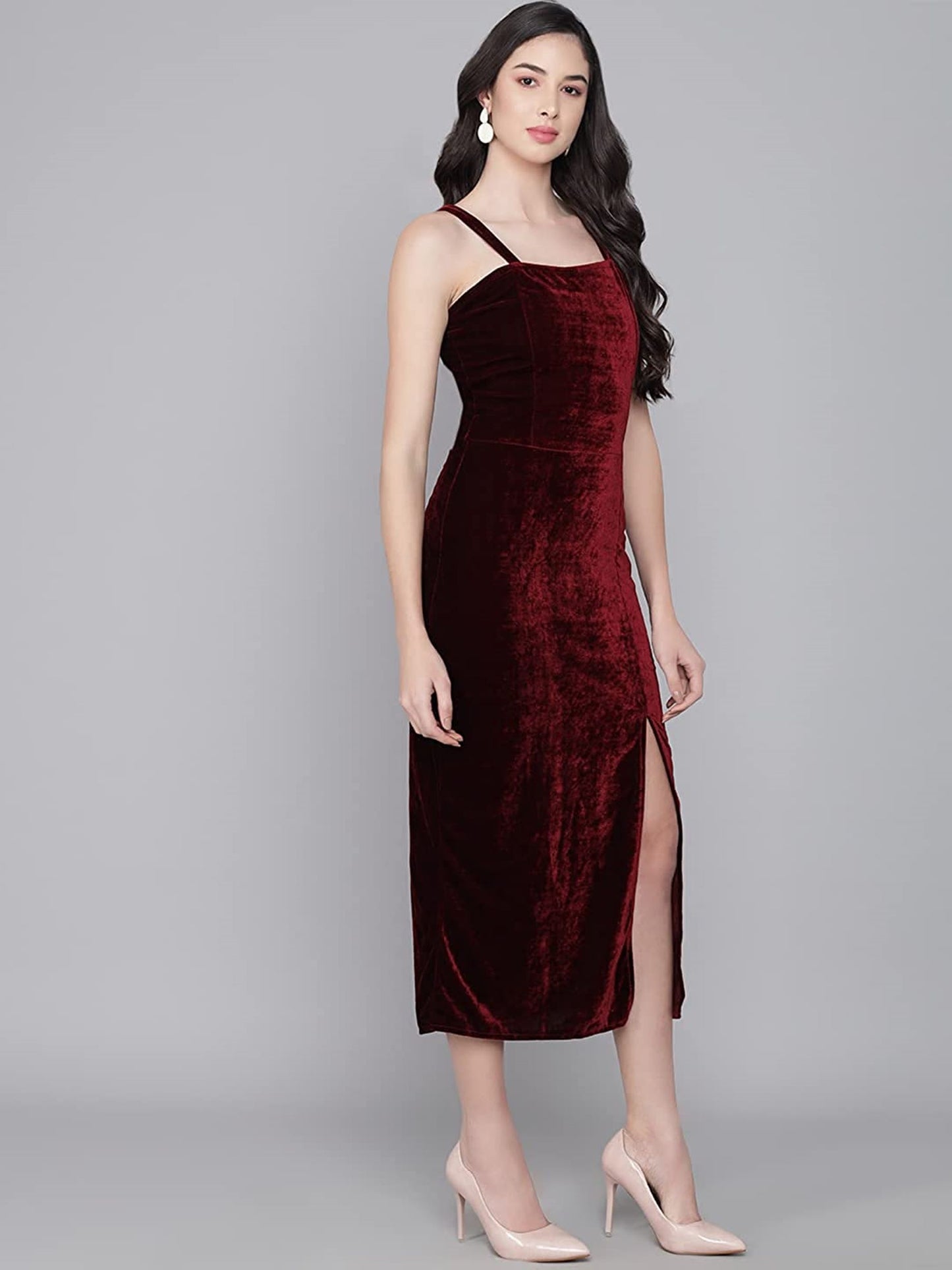 Maroon Velvet Dress for Women