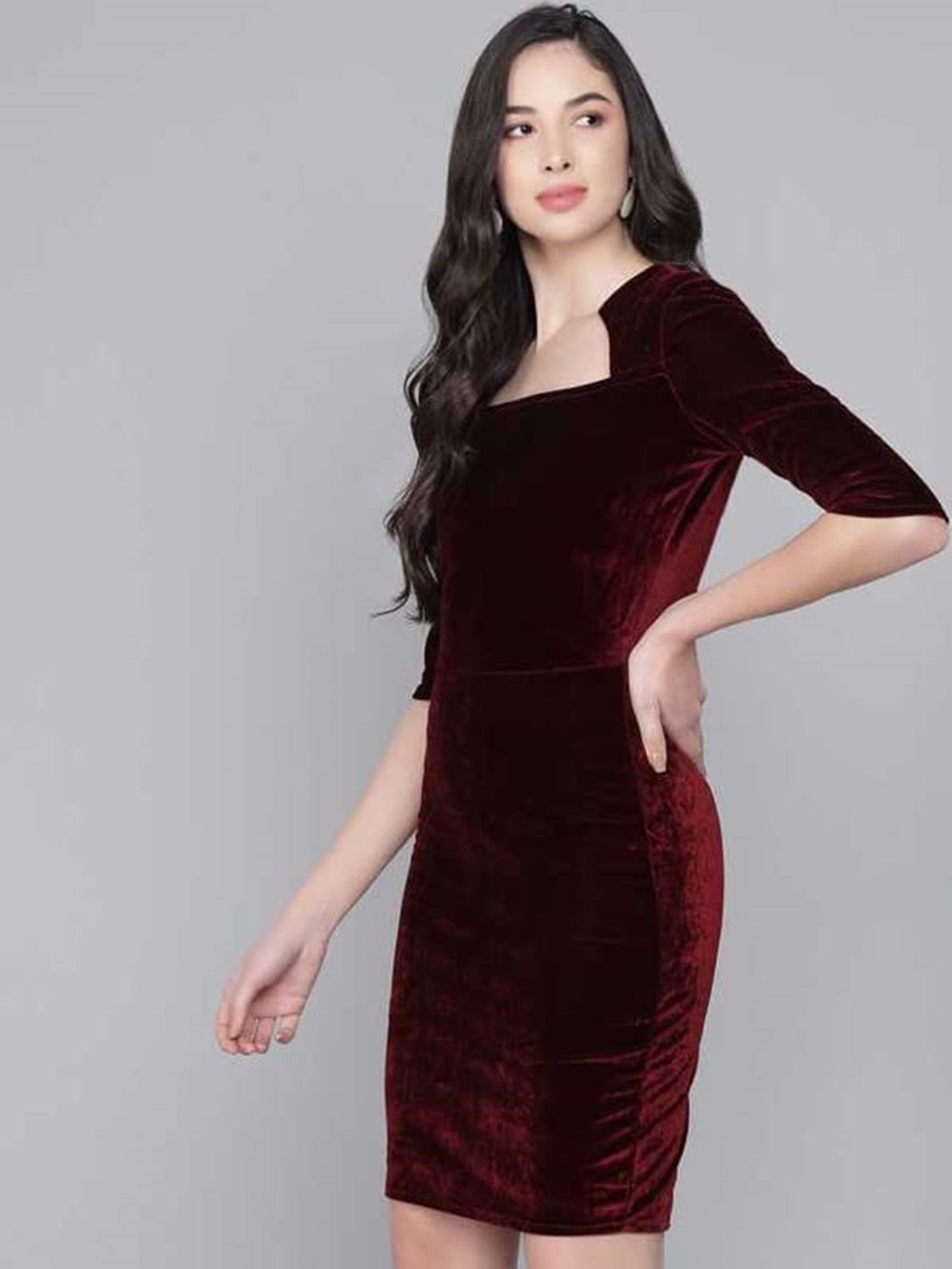 Maroon Velvet One Piece for Women