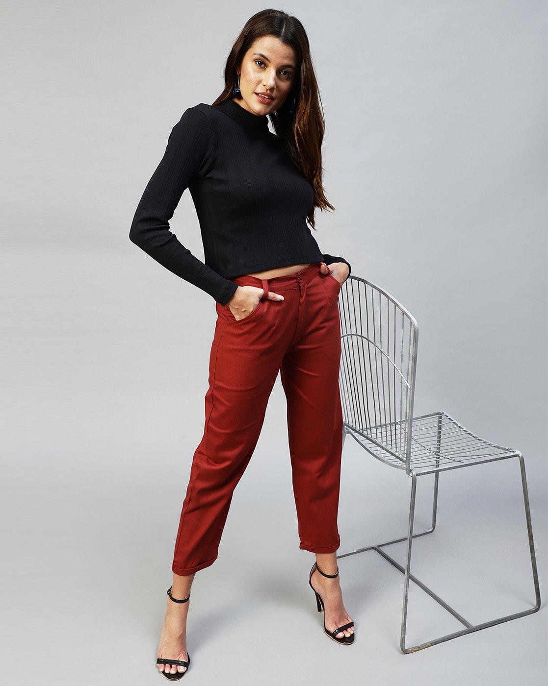 Black Turtle Neck Full Sleeve Crop top