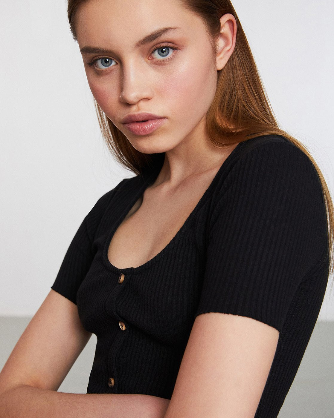 Black Rib crop top for women