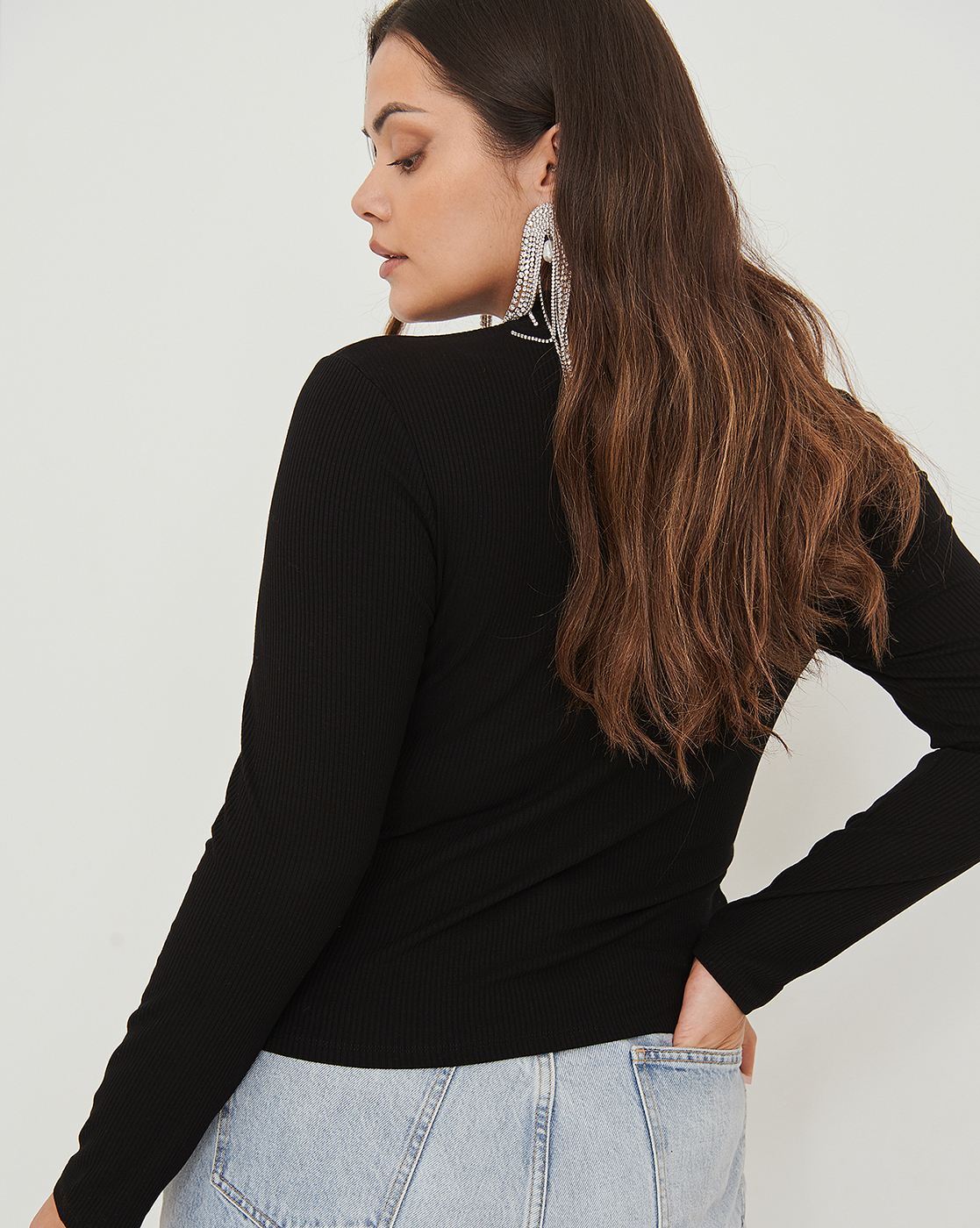 Black Neck Design Full Sleeve Top
