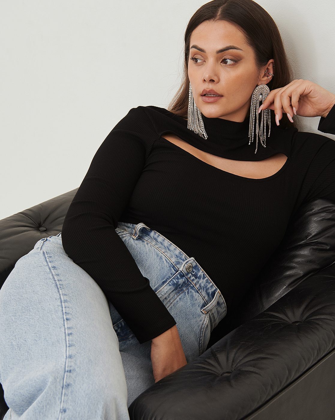 Black Neck Design Full Sleeve Top