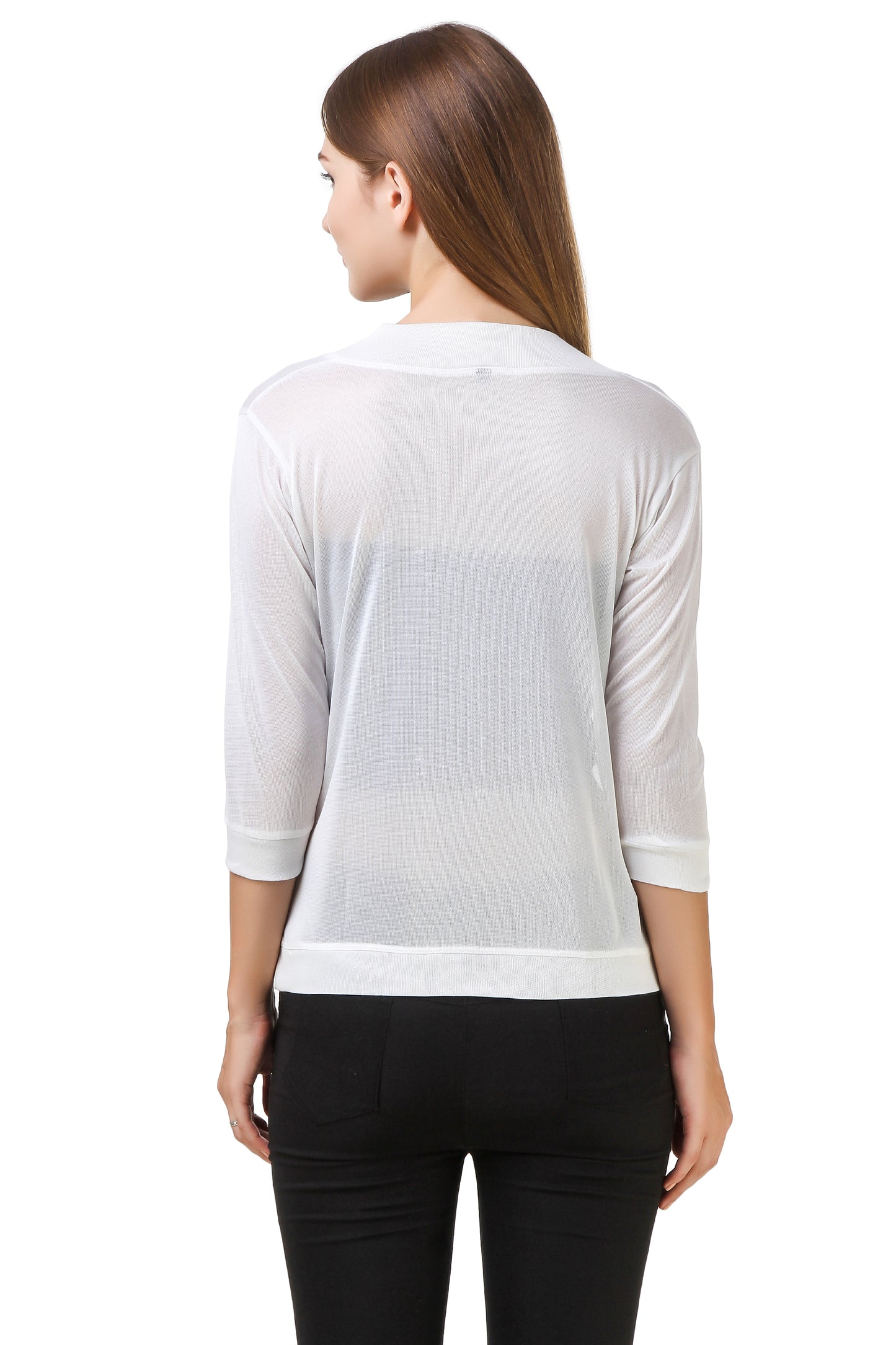 White Solid Shrug for Women
