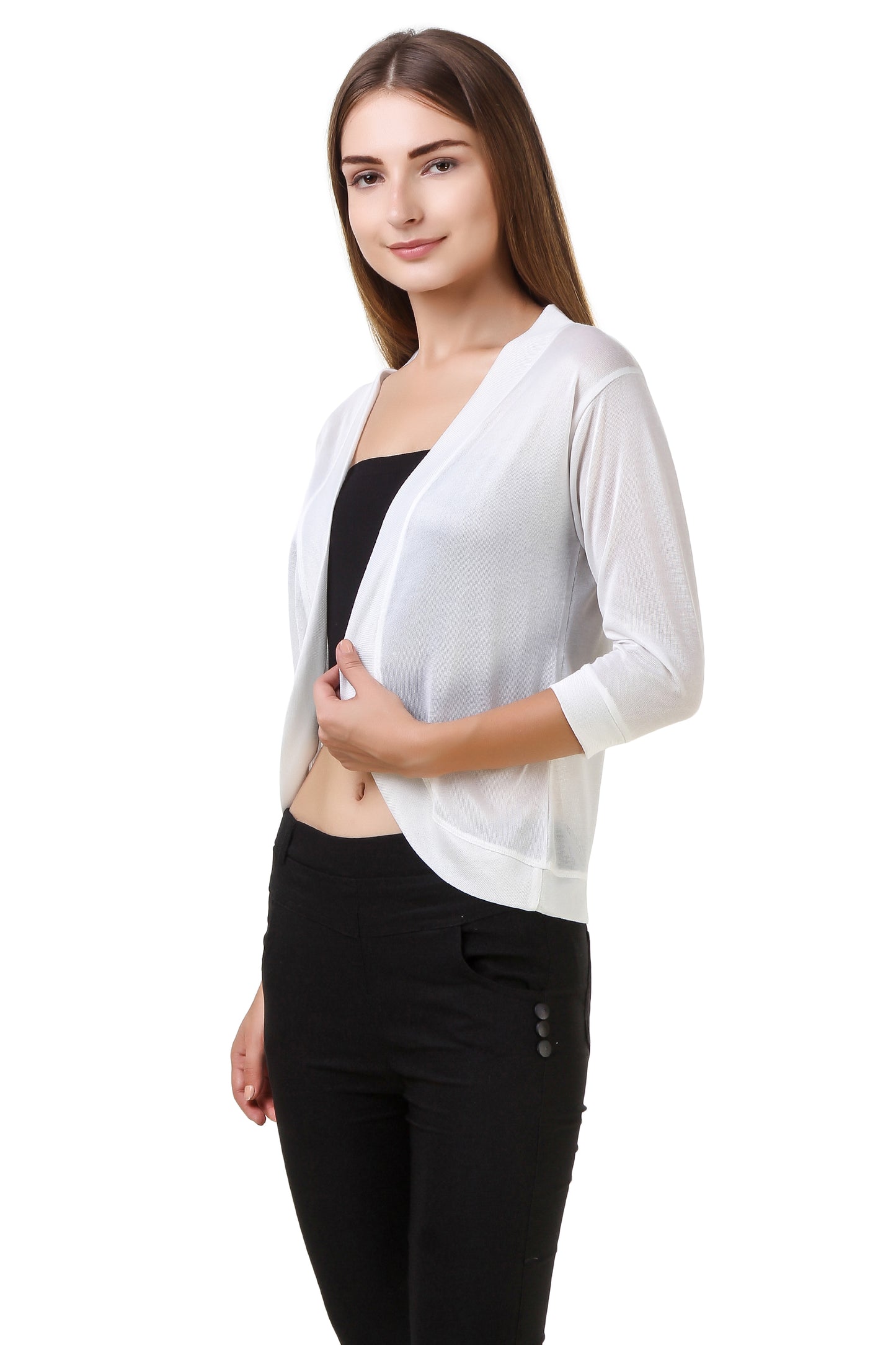 White Solid Shrug for Women