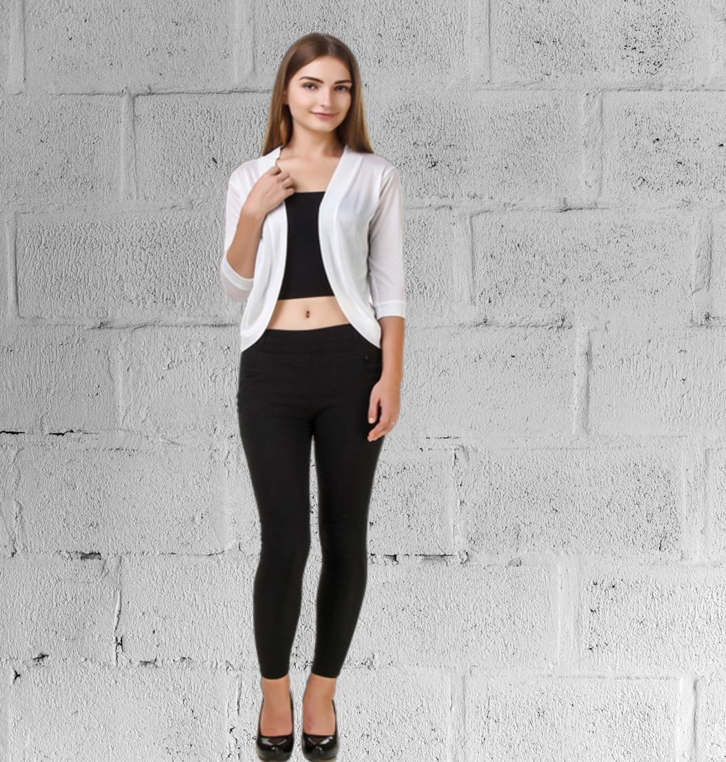 White Solid Shrug for Women